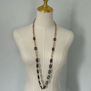 Zenzii 42” long gold tone and black chunky necklace